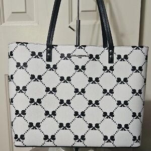 Karl Lagerfeld New Without Tags Monochrome Patterned Tote